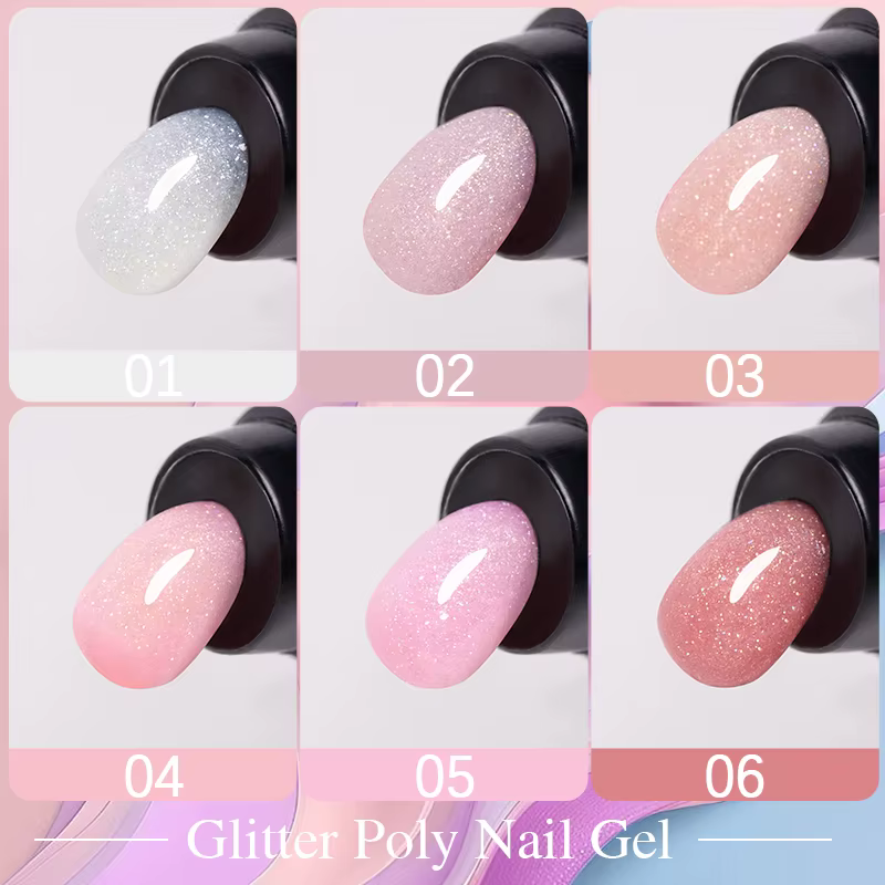 PUENTE 30ML paillettes Poly ongles Gel Hema gratuit rose