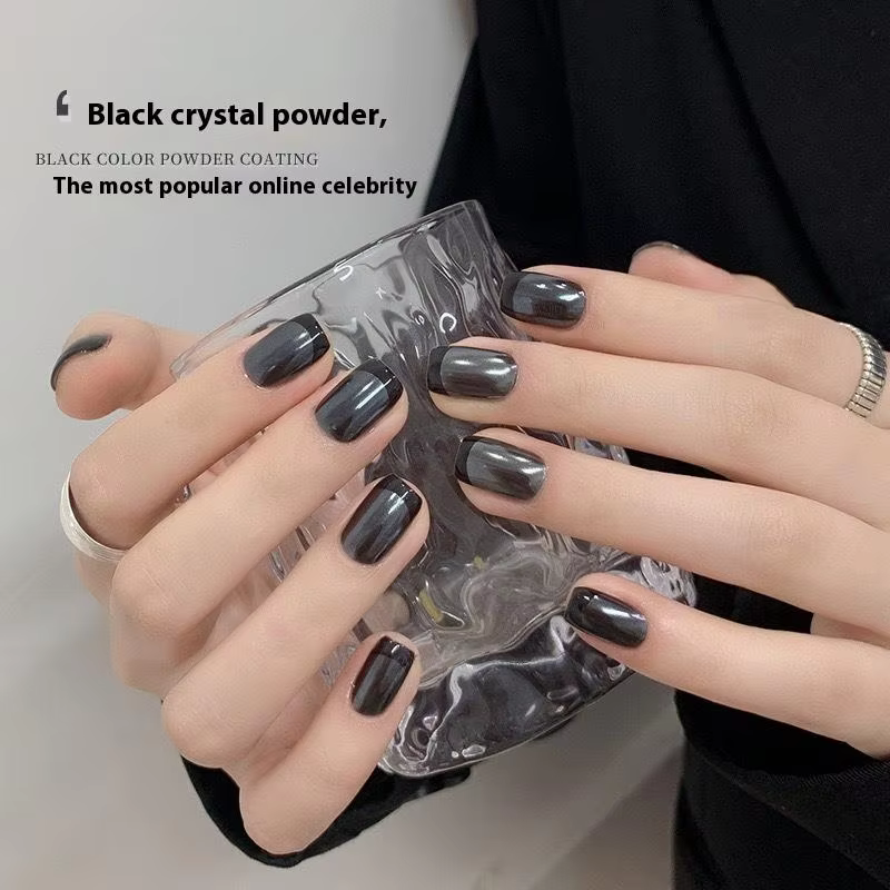 Un ensemble de super miroirs magiques noirs pour gel à paillettes pour ongles