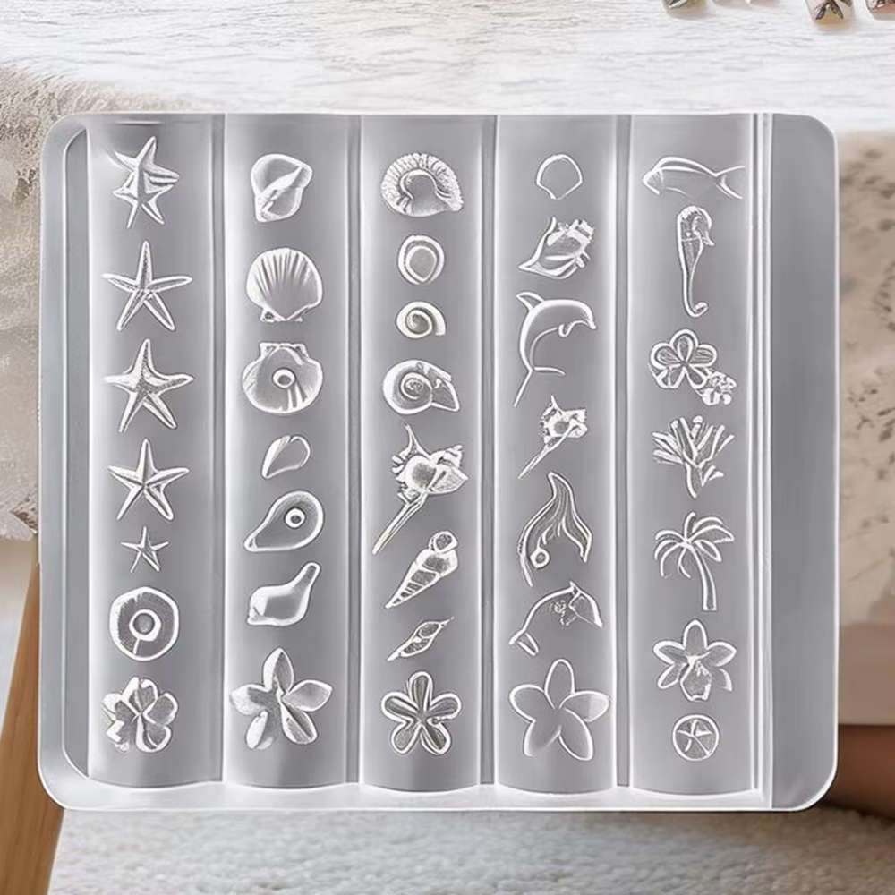 Moule d'art des ongles thème Océan d'été avec coquillages
