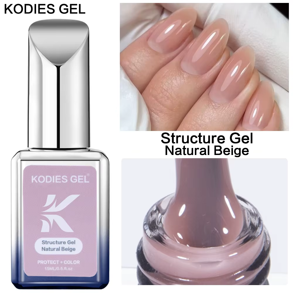 KODIES GEL Base en caoutchouc Gel vernis à ongles naturel Beige 15ML Semi Permanent UV Structure couleur