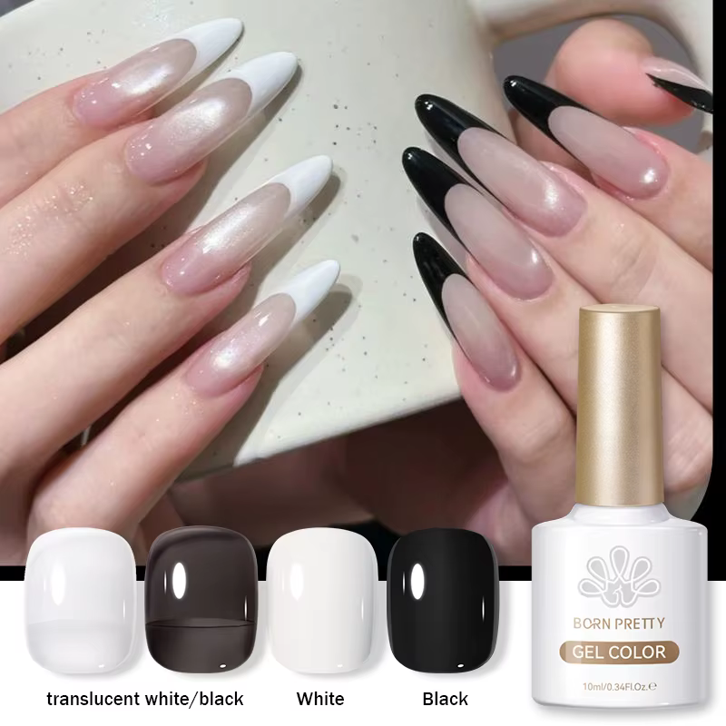 Vernis à ongles gel noir et blanc BORN PRETTY 10ml