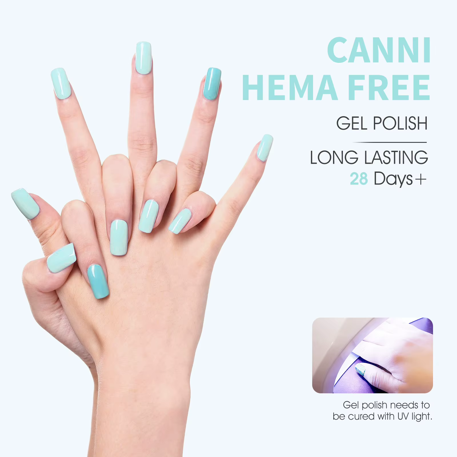 # 9171 CANNI Vernis à ongles en gel 9ml Bleu Glacé Clair HEMA FREE TPO