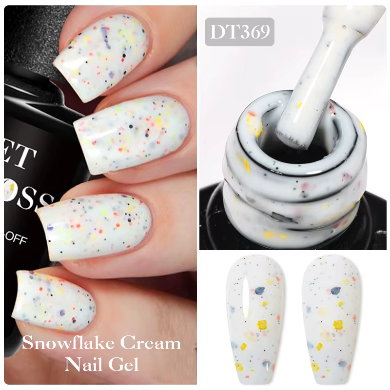 8pc flocon de neige couleur crème Gel vernis ensemble