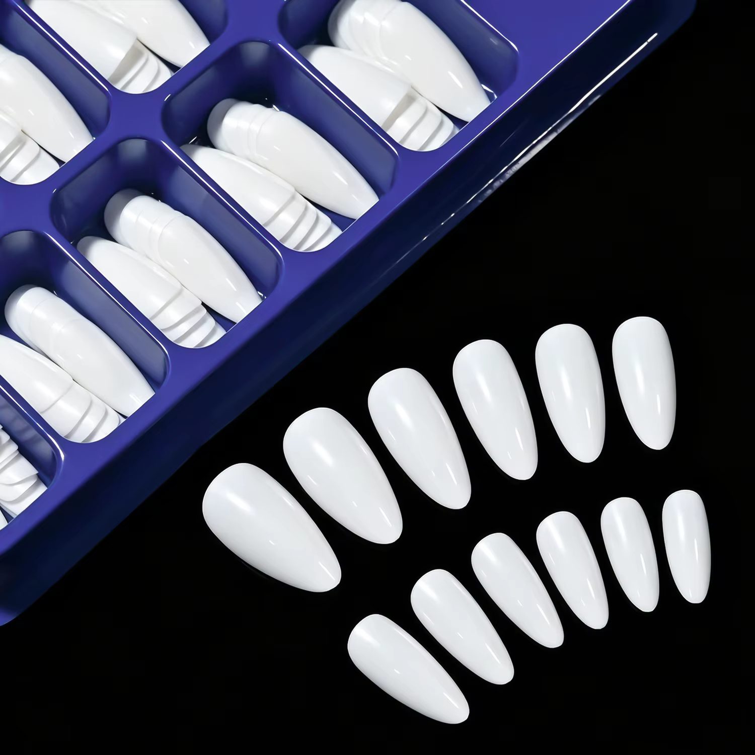 1 Boîte de 120 faux ongles brillants blanc laiteux en forme d'amande