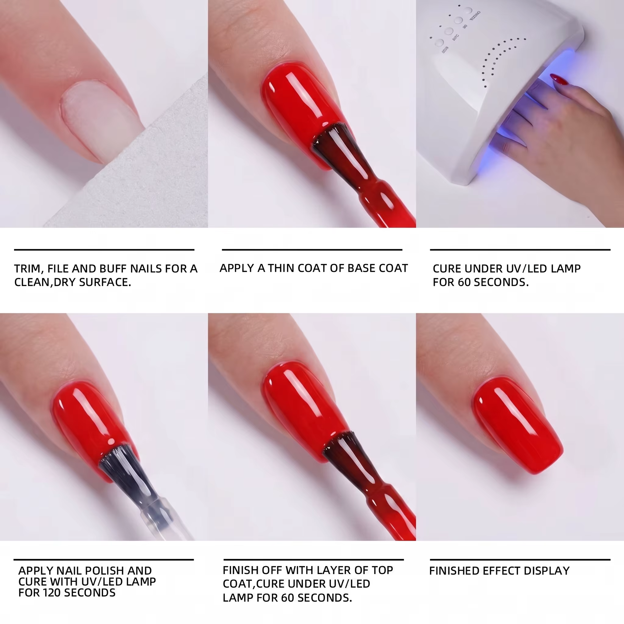 Un lot de 6 vernis à ongles gel brun-rougeâtre