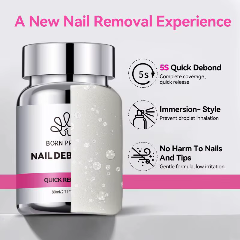 Dissolvant pour ongles 80ml – Bouteille de trempage à dissolution rapide avec éponge – Kit professionnel de manucure pour salon et DIY