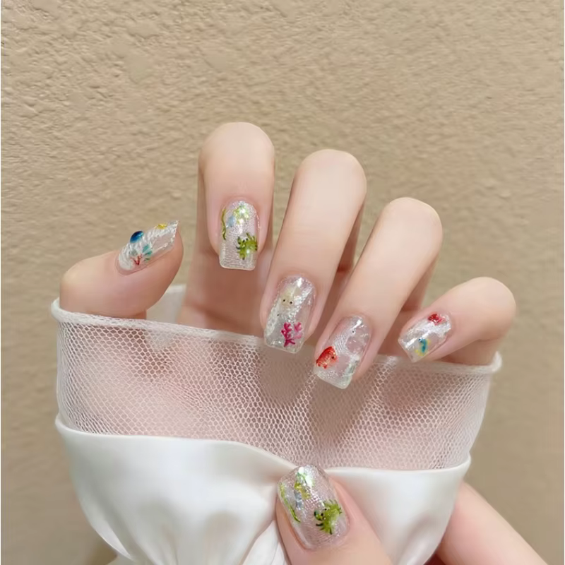 Autocollants pour ongles colorés thème Océan d'été