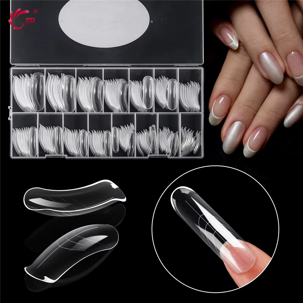 TP 150 pièces formes d'ongles cercueil incurvées longues moule à ongles clair pour Gel d'ongle Poly Extension acrylique
