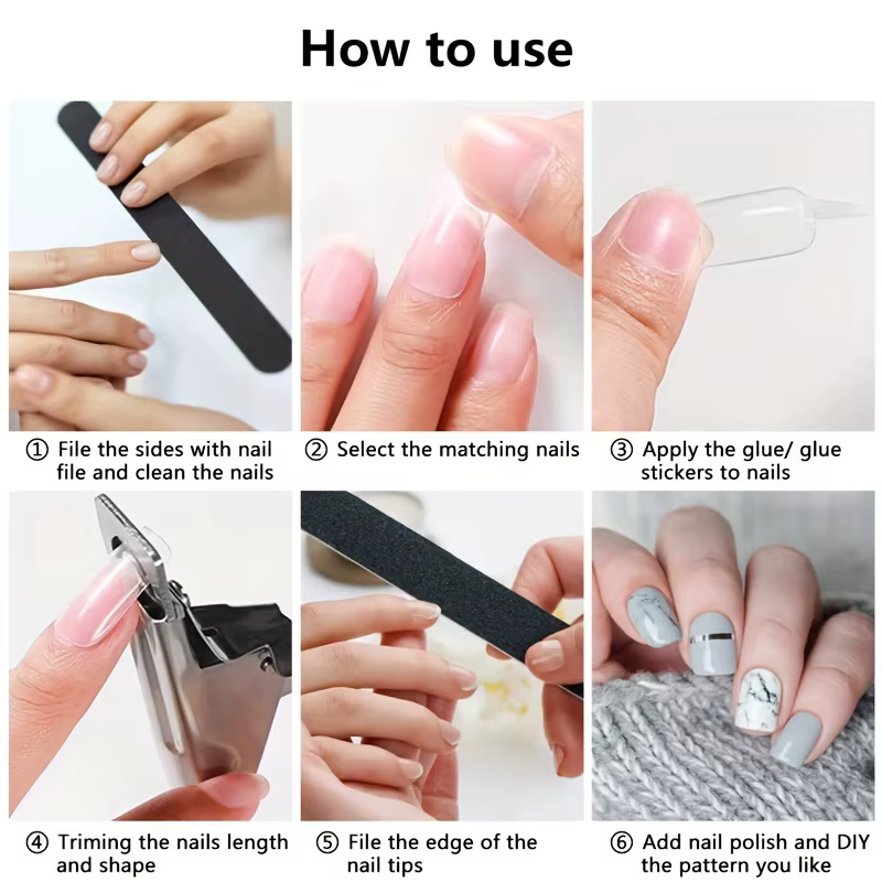 500 Pièces de Patchs à Ongles Transparents et de Couleur Naturelle