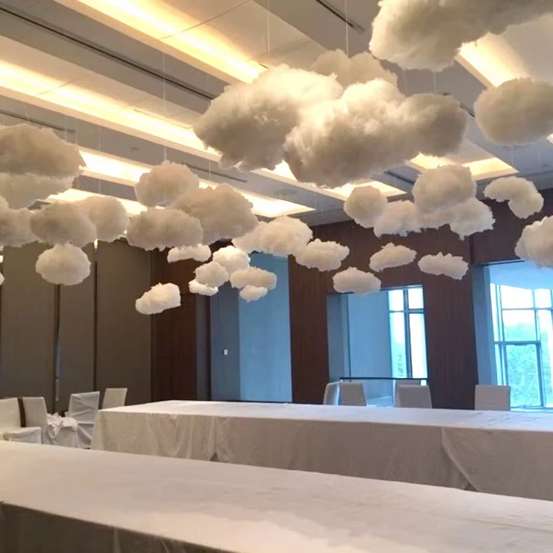 Décorations de plafond pour fête de mariage, nuages suspendus en coton, accessoires de décoration artificiels, ornements muraux pour la pièce, imitation de fête