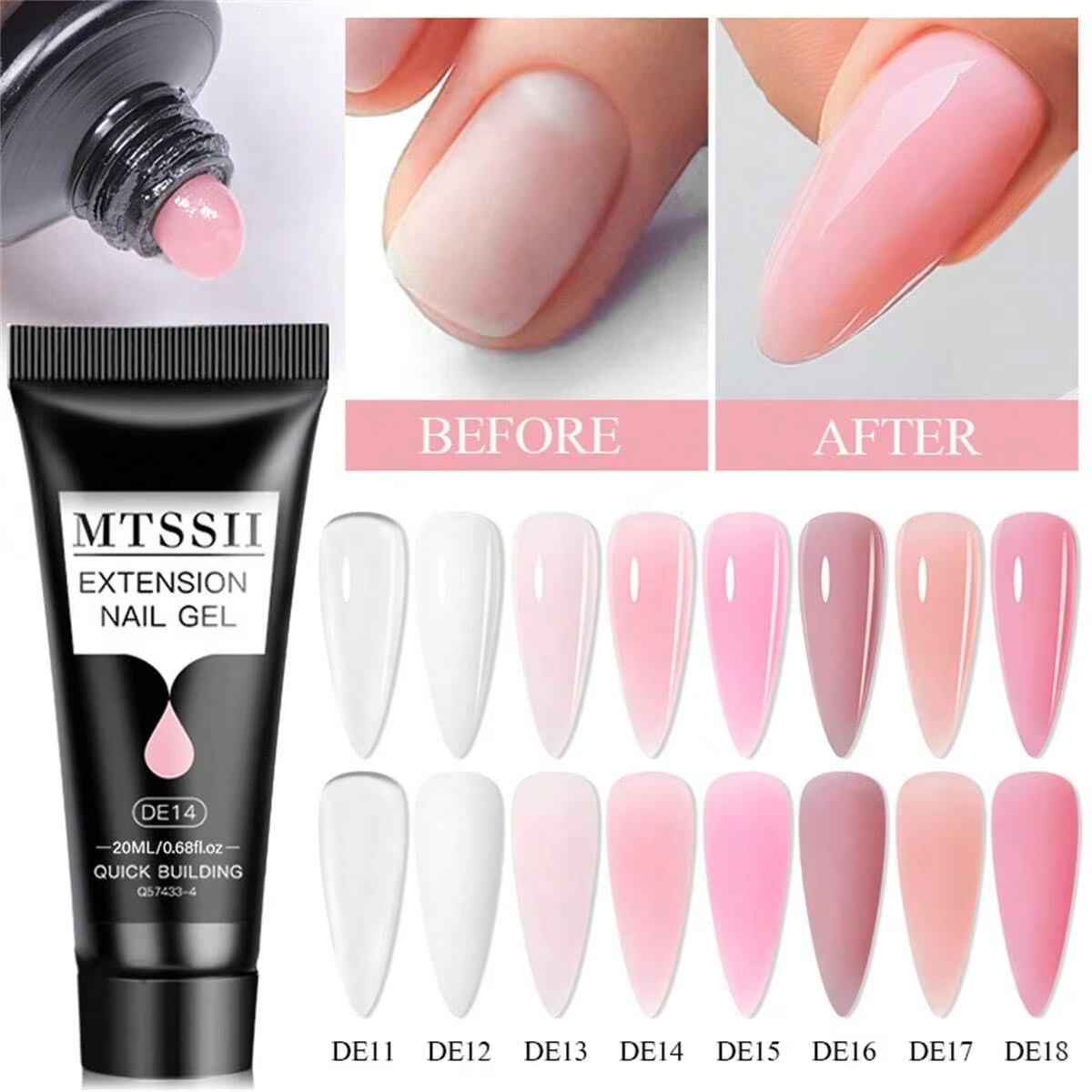 8 pièces/ensemble 20ml ensemble de Gel d'extension rapide clair rose ongles UV Gel pointe forme acrylique tranche