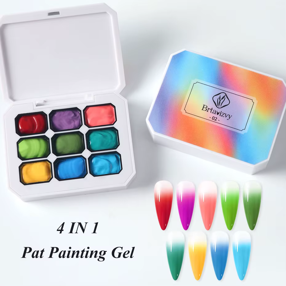 9 grilles dégradées couleurs néon Gel vernis à ongles arc-en-ciel Pat dessin Gel
