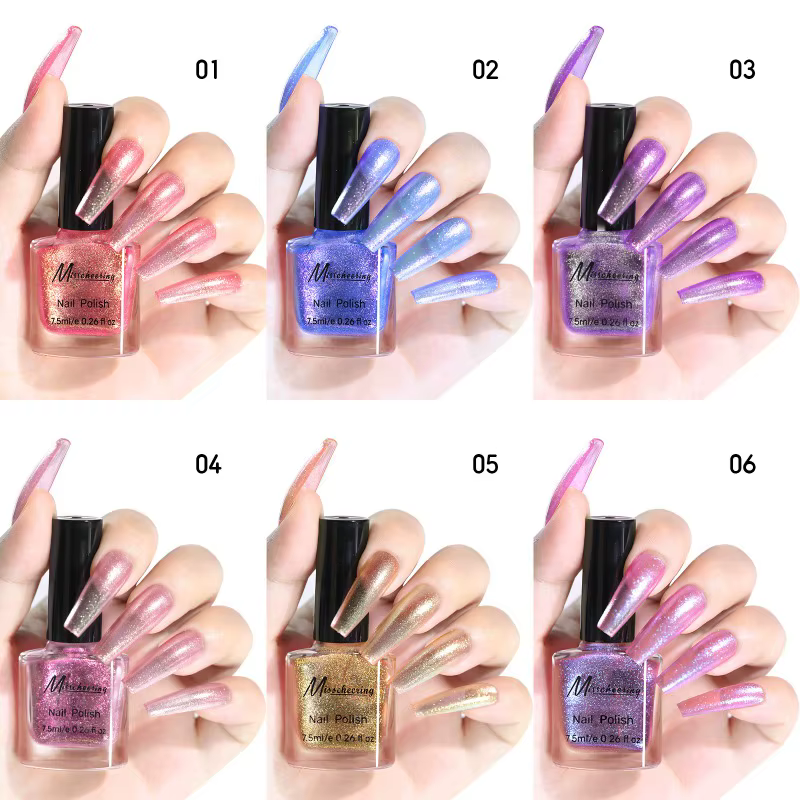 Verhéritage à ongles caméléon nacré, vernis à ongles huileux scintillant, sans pelage, sans odeur, sans décoloration, vernis à ongles sans lampe, salon