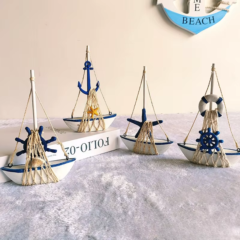 Mini cordes et ancres décoratives pour voilier en bois, cadeau commémoratif de style méditerranéen pour le bureau et la maison du propriétaire, 1 pièce