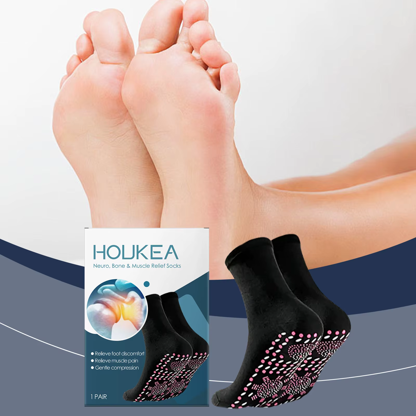 Chaussettes de soins des pieds confortables – Soulagement doux pour les pieds endoloris et fatigués, chaleur respirante et tissu ultra respectueux de la peau