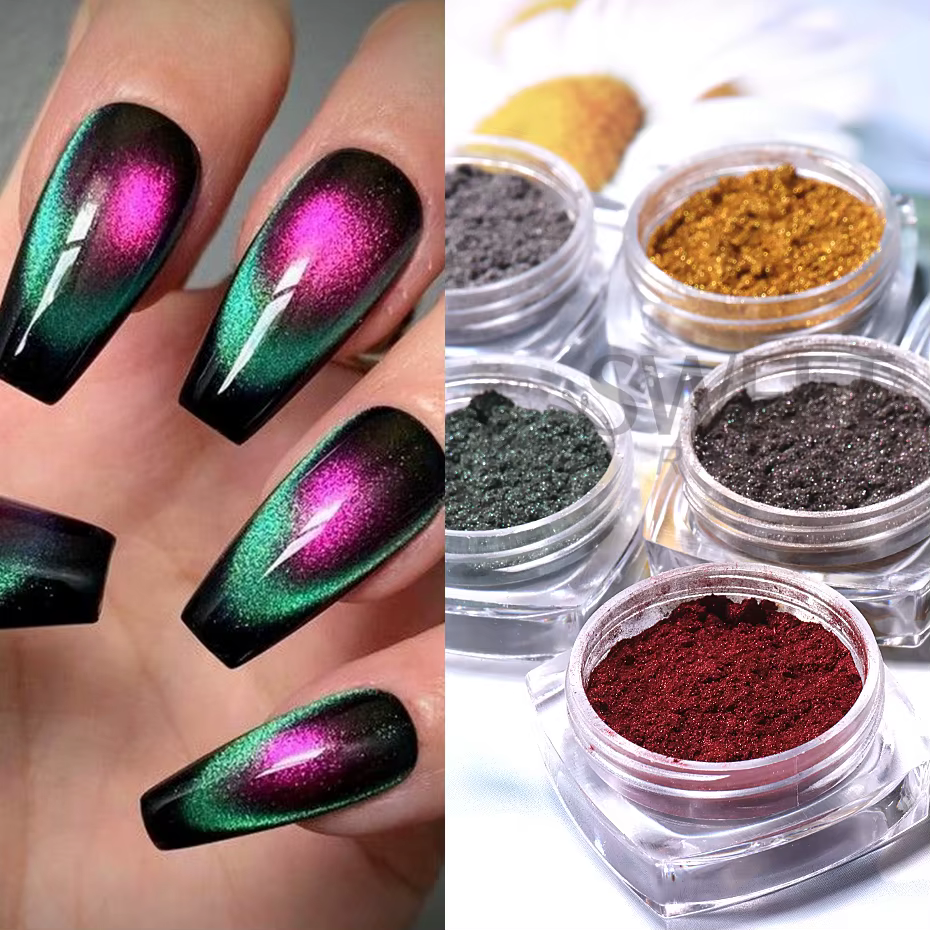 Poudre à ongles magnétique chromée œil de chat