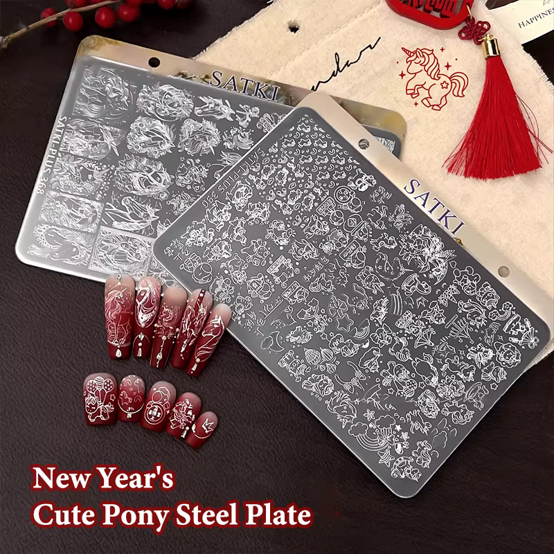 Plaques de stamping pour ongles 2026 Année du Cheval