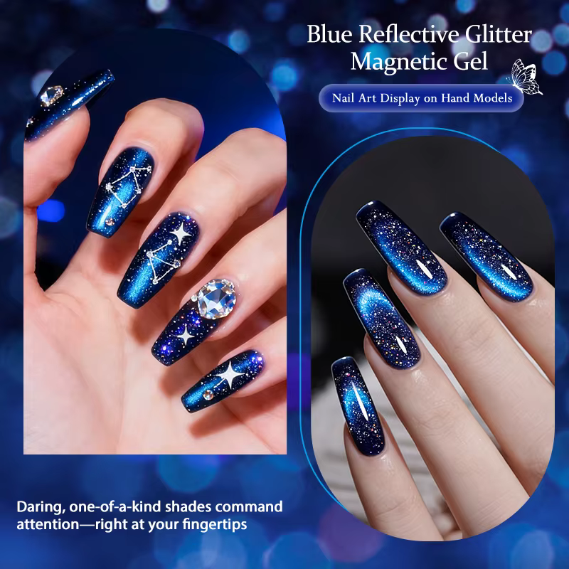 Vernis à ongles gel magnétique effet chat bleu réfléchissant 10ml