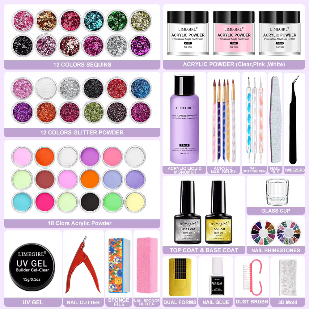 Poudre acrylique pour ongles et monomère liquide
