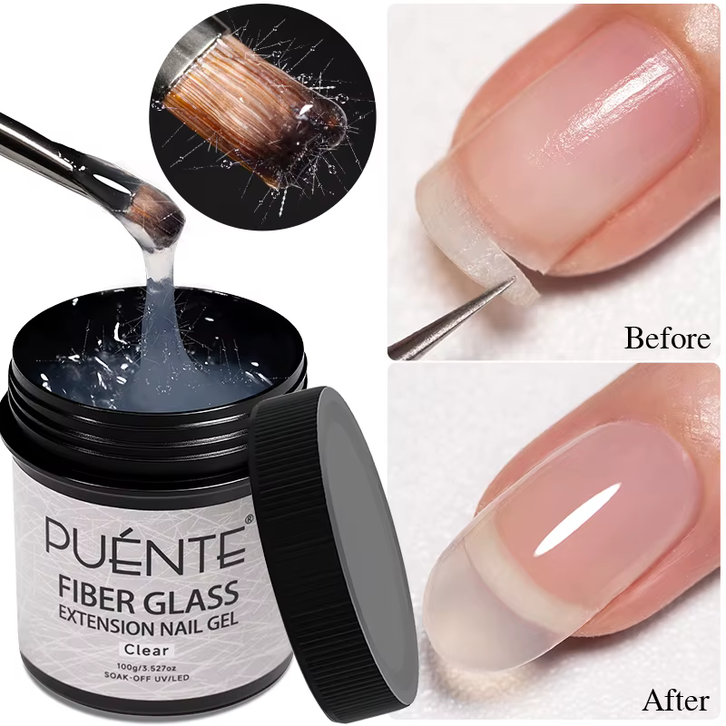 PUENTE 100g vernis à ongles Gel d'extension en fibre de verre Transparent pour renforcer la construction