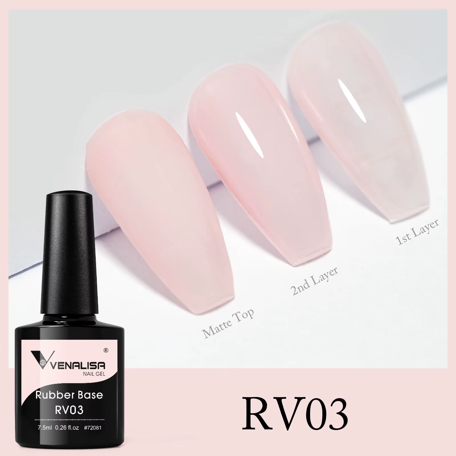 VENALISA Semi Transparent français rose couleur caoutchouc Base manteau vernis à ongles Gel gelée