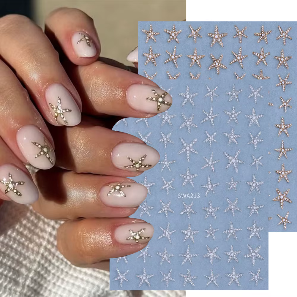 2 autocollants pour ongles en forme d'étoile de mer