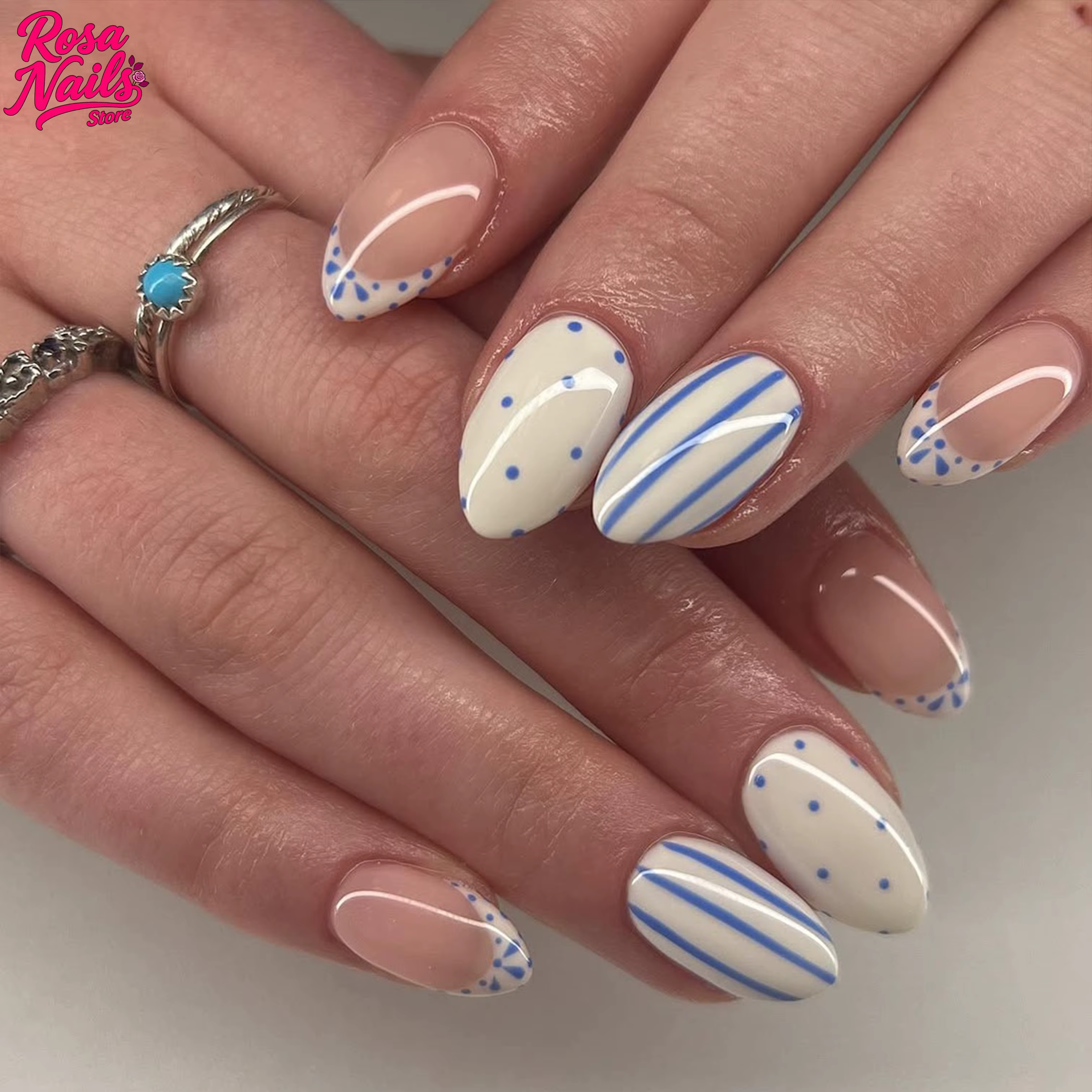 Fruit Stripe Nail Art Presse sur ongles Pressons faits à la main mignon court amande peint