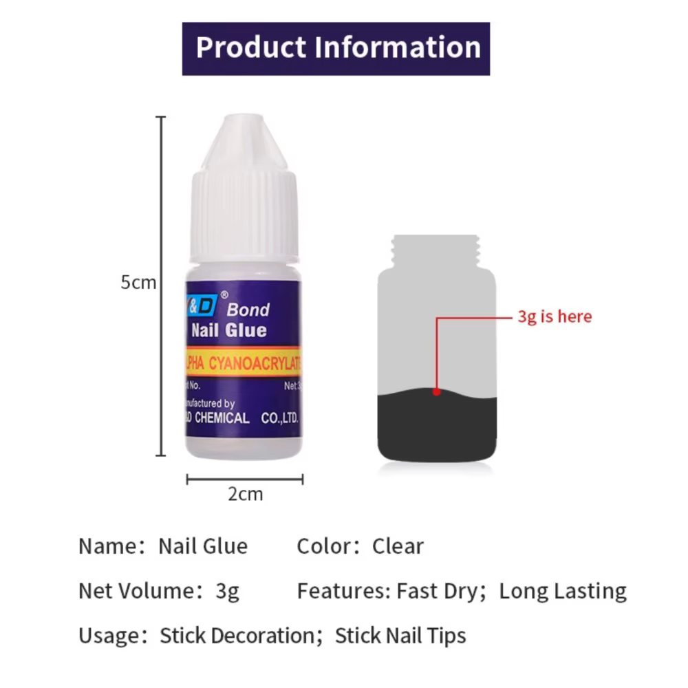 1 ensemble * 3g colle à ongles à séchage rapide pour faux