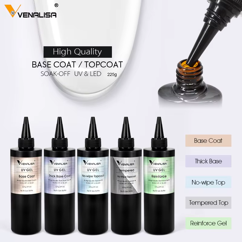 Venalisa 225g/30ml paquet de recharge grand Volume longue tenue couche de finition trempée tremper UV LED