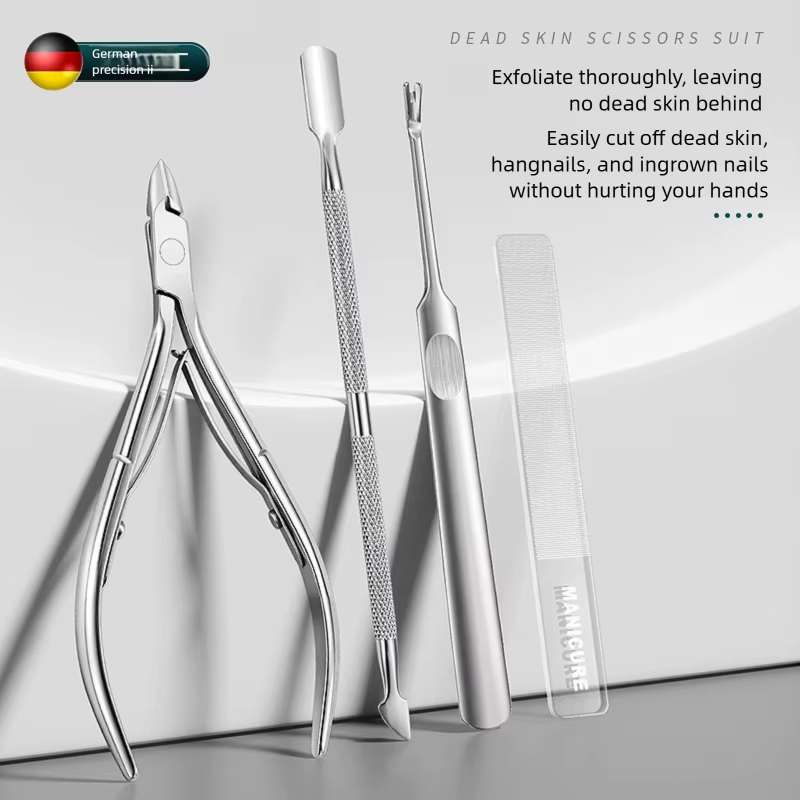 Ensemble de manucure 4 pièces professionnel en acier inoxydable - Coupe-cuticules