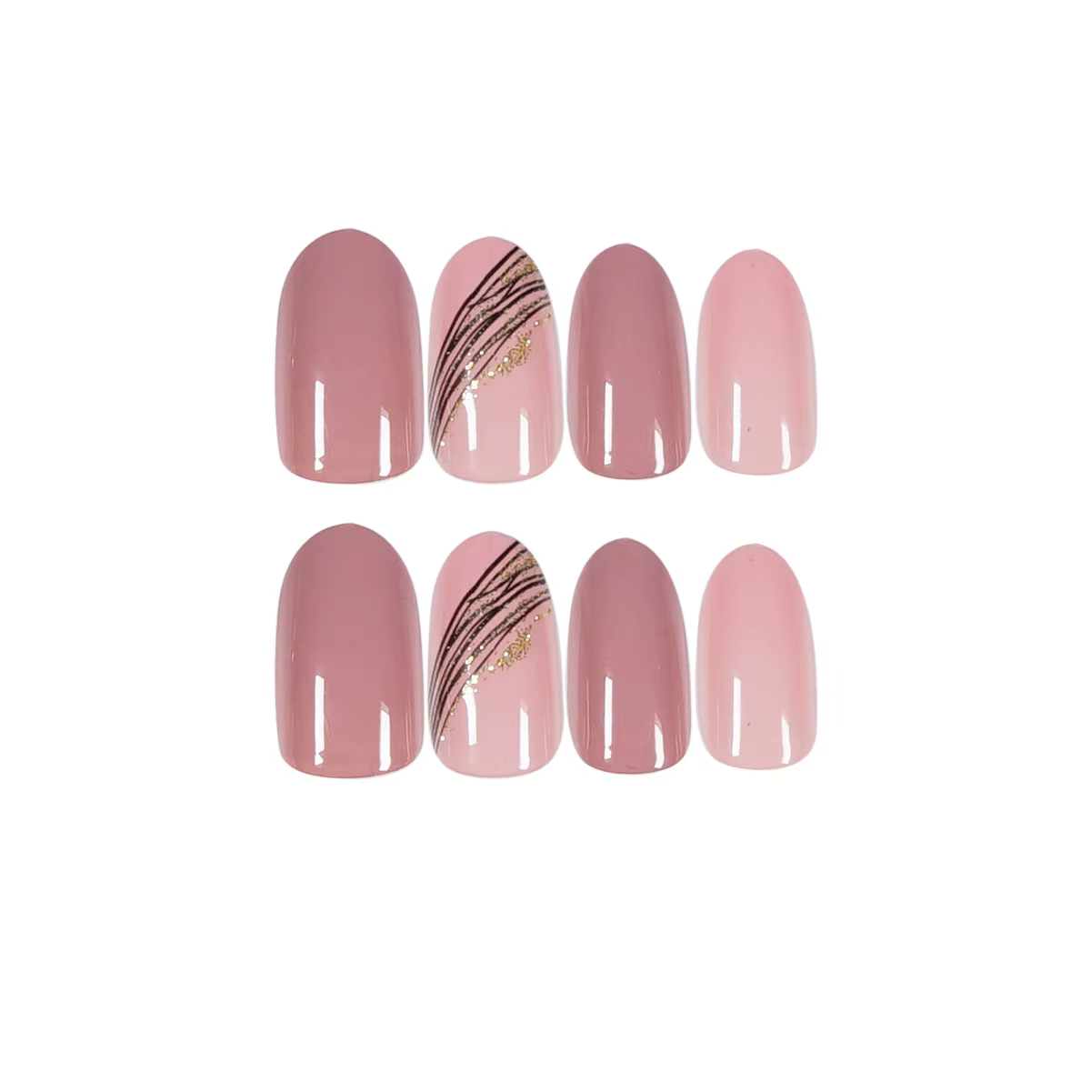 24 ps/ensemble amande inclinée ligne d'or Lotus rose faux ongles artificiel matériel professionnel art
