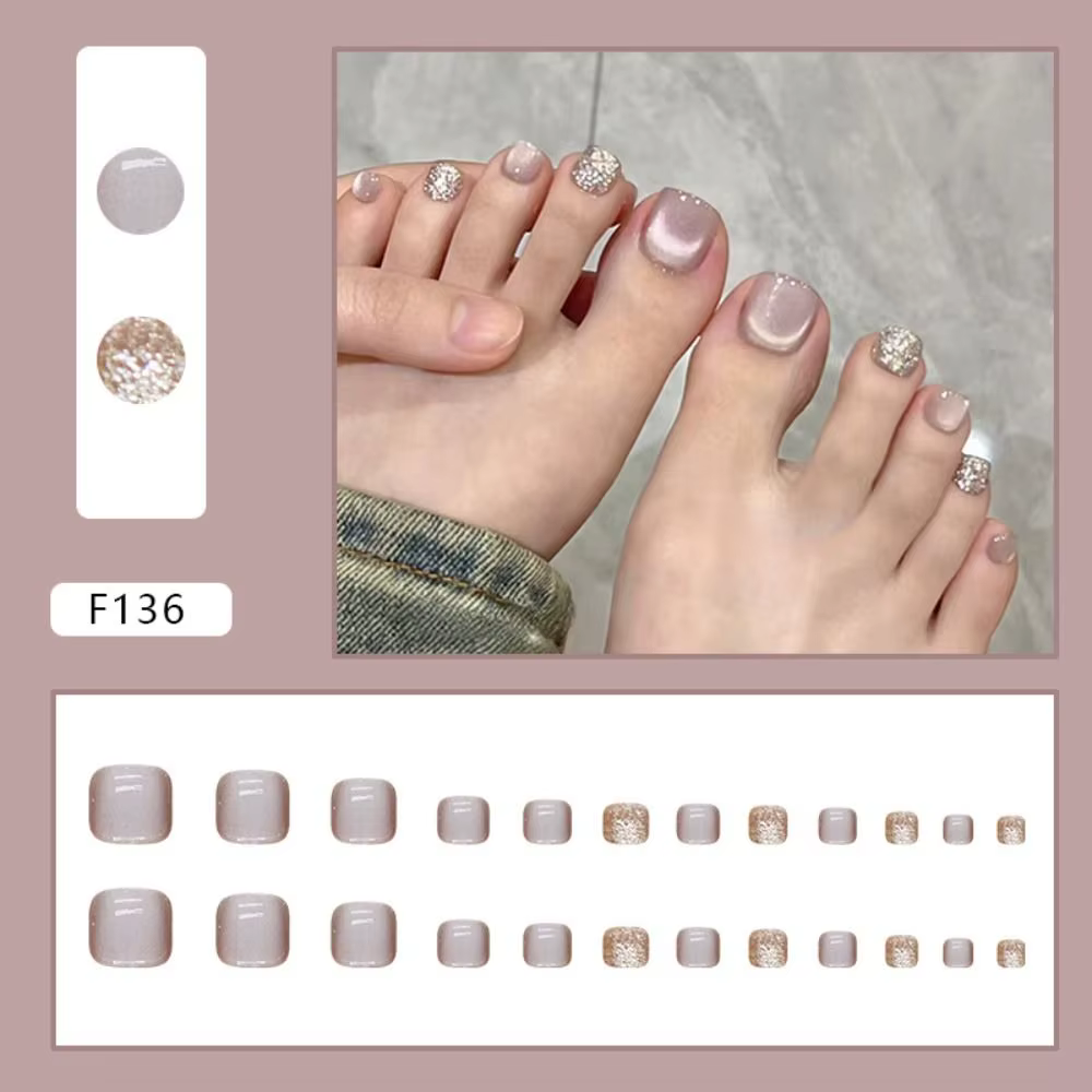 Faux ongles d'orteils courts carrés