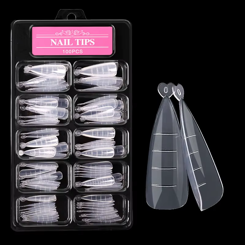 100 pièces pointues construction de Gel rapide faux ongles conseils moule forme acrylique système d'extension