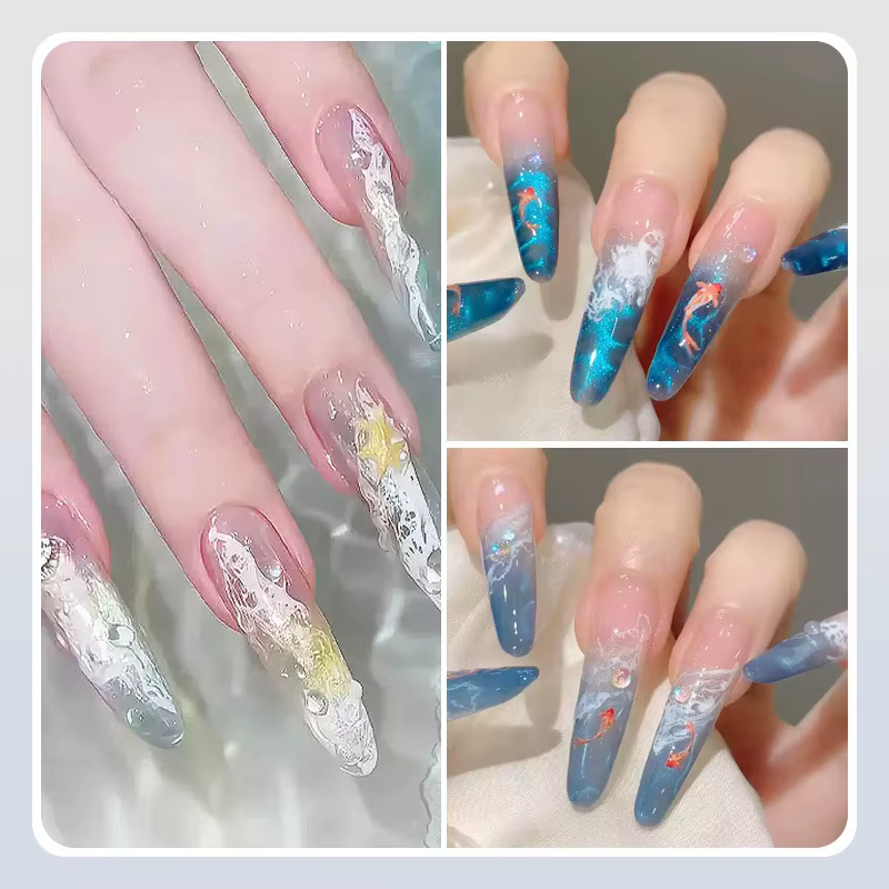 Gel à ongles liquide blanc effet vague éclatante