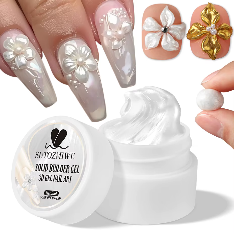 Vernis à ongles Gel solide 3D blanc chromé