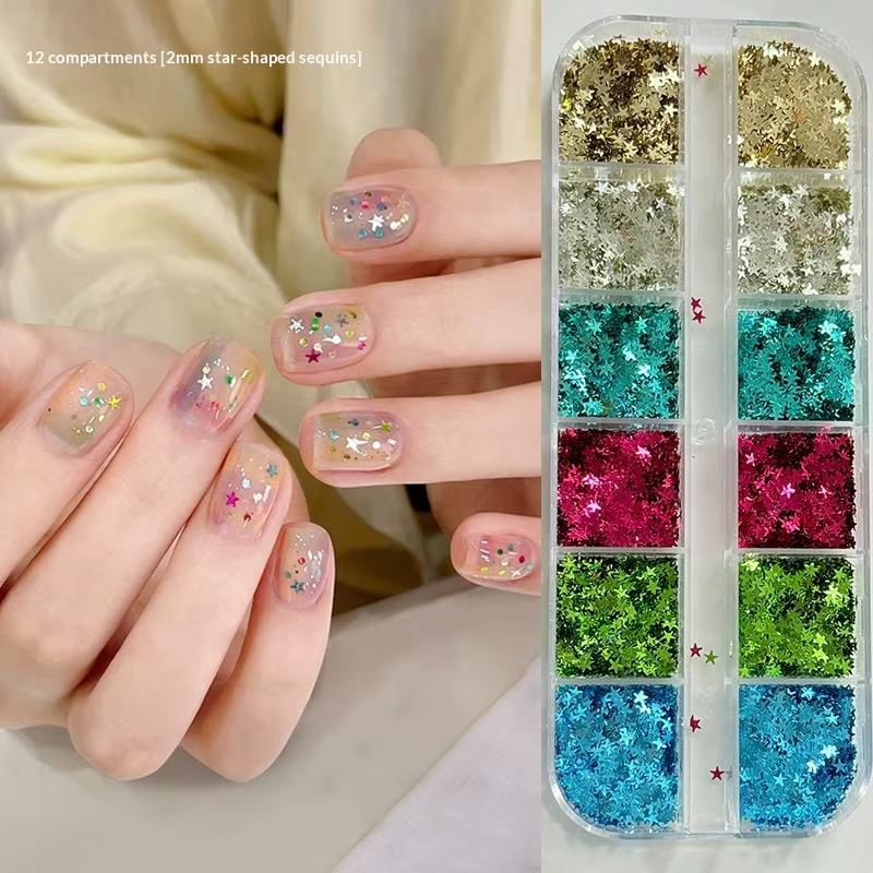 【12Grids Star Sequin Five-pointed