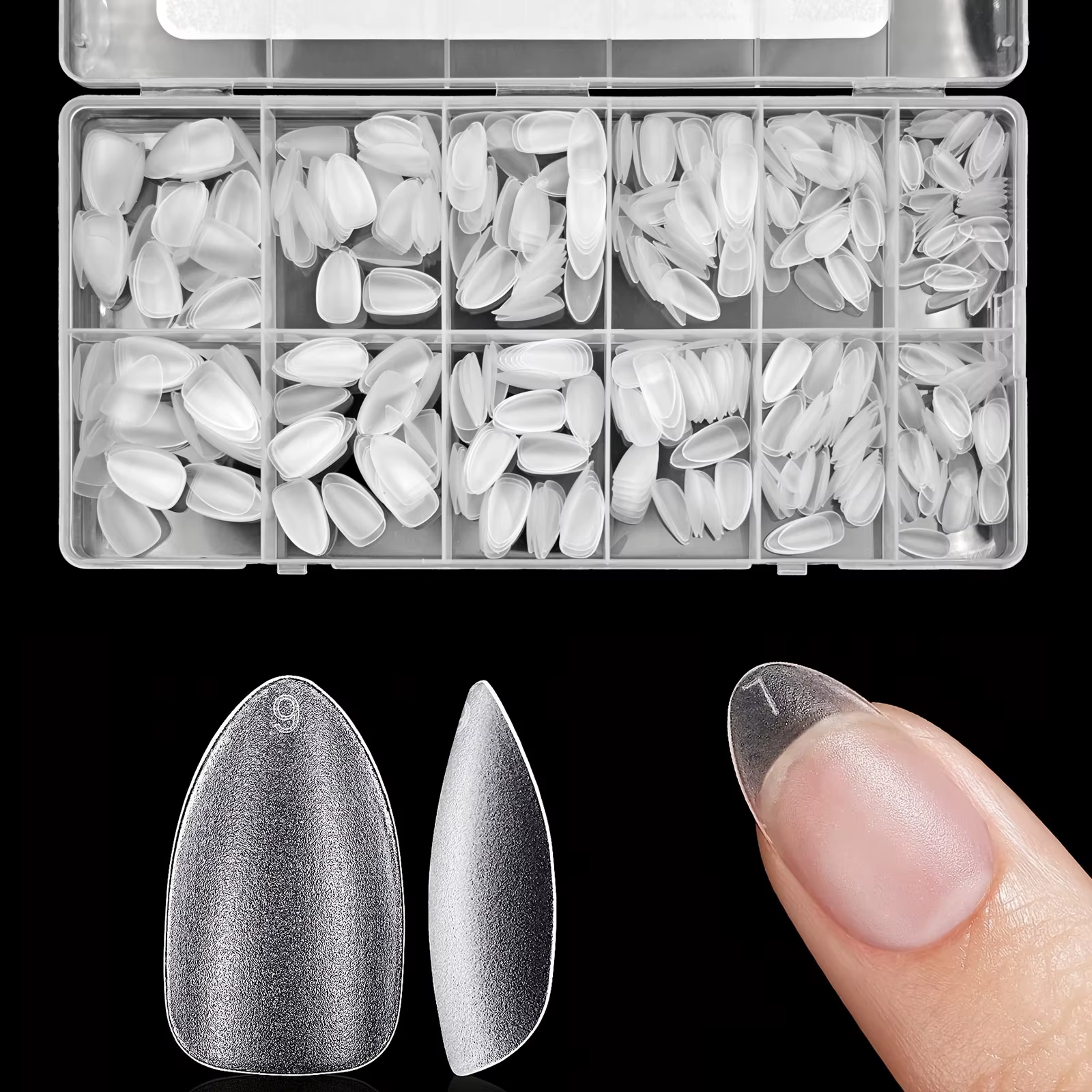 600 pièces pointes d'ongles transparentes amande/café/carrées-longueur moyenne/courte