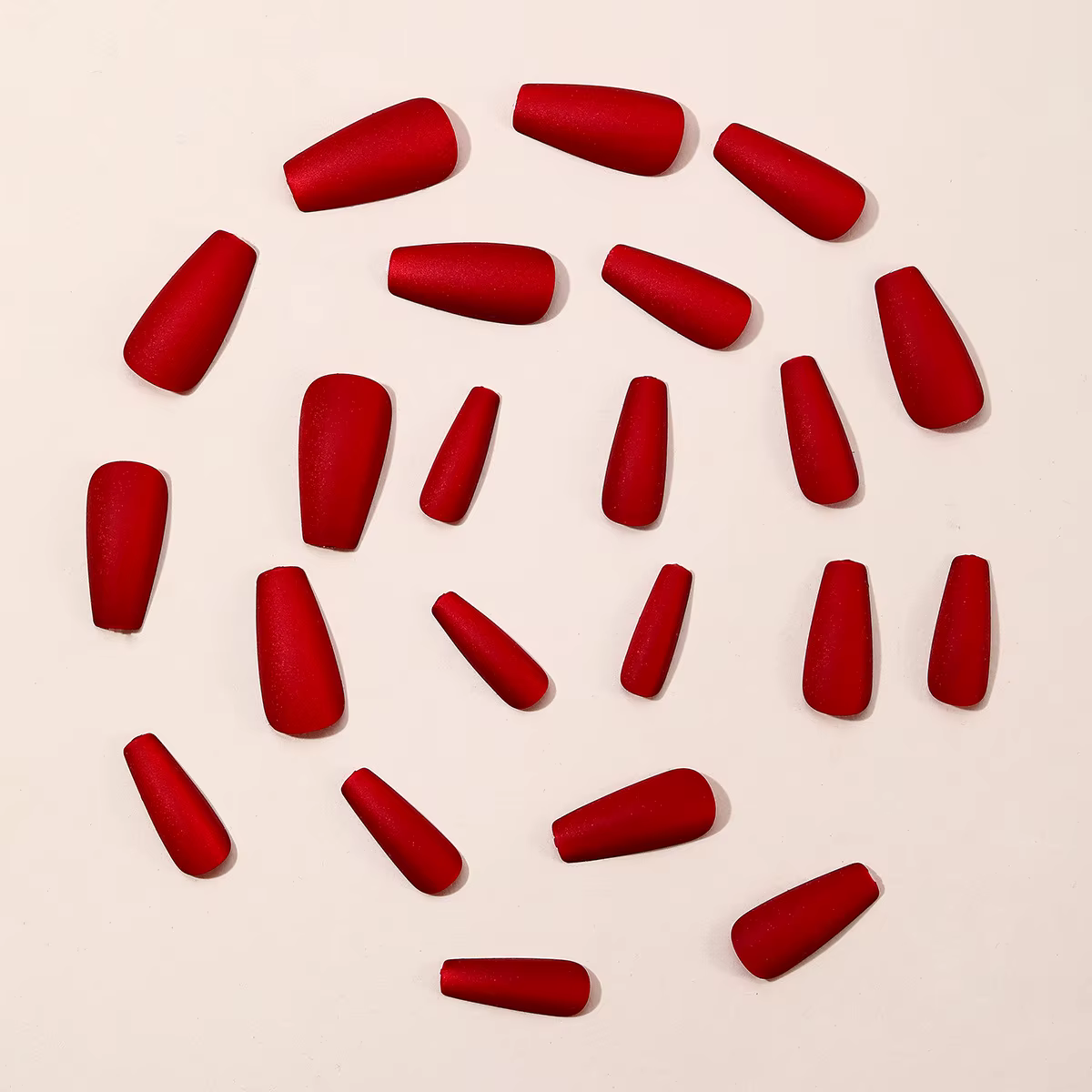 24 pièces/ensemble faux ongles rouge velours pour femmes filles fête du nouvel an moyen amande ballet mat
