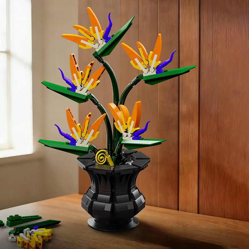 Bouquet d'oiseaux de paradis en blocs de construction, 451 pièces, modèle de plante florale, jouet en briques à monter soi-même, décoration de bureau, cadeau de saint-valentin pour filles et enfants