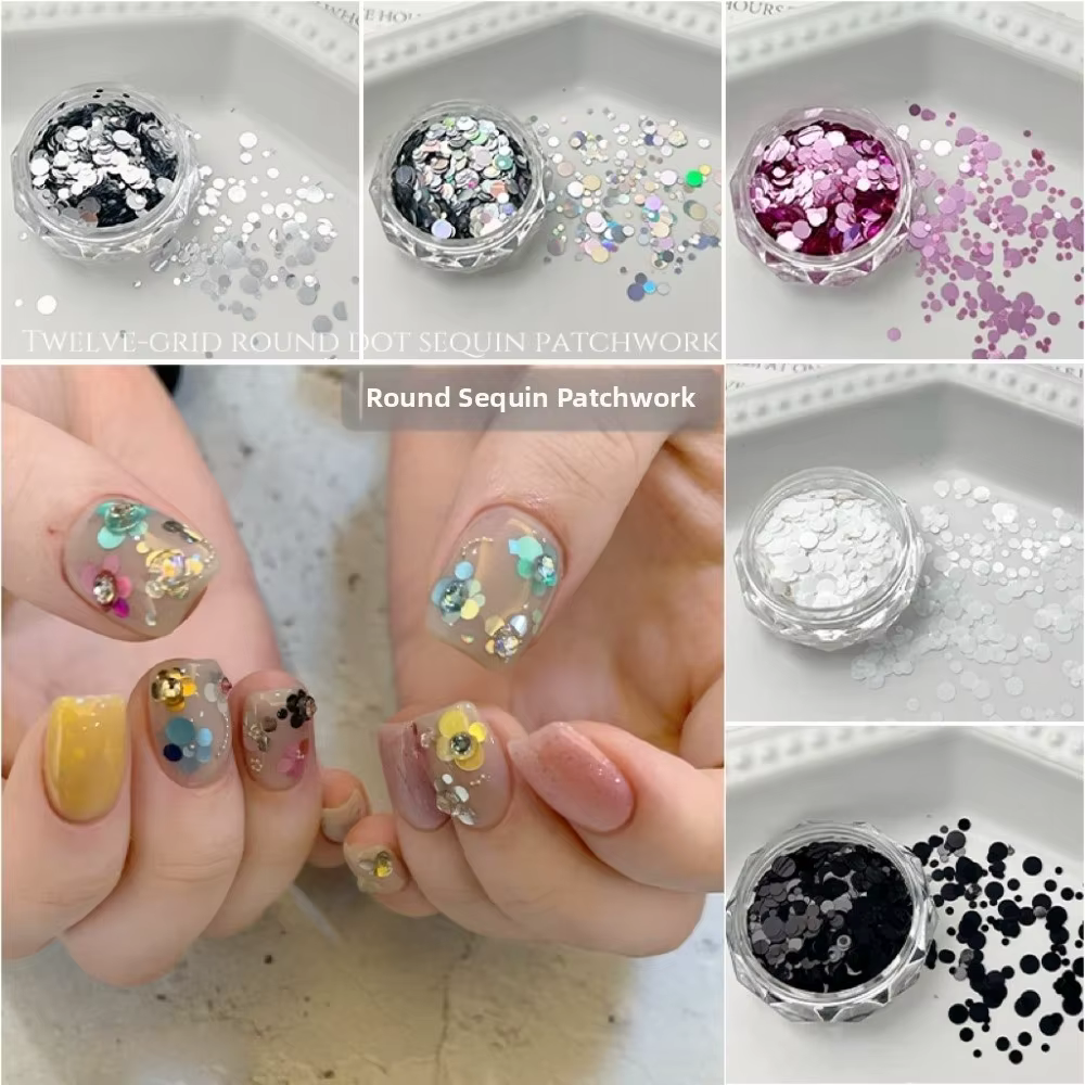 Décorations d'ongles colorées à pois scintillants