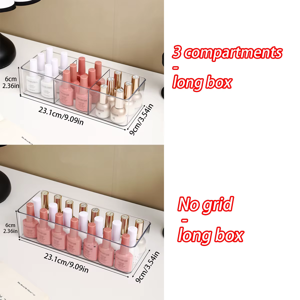 1 pièce Boîte de rangement et présentoir à vernis à ongles en acrylique à trois compartiments