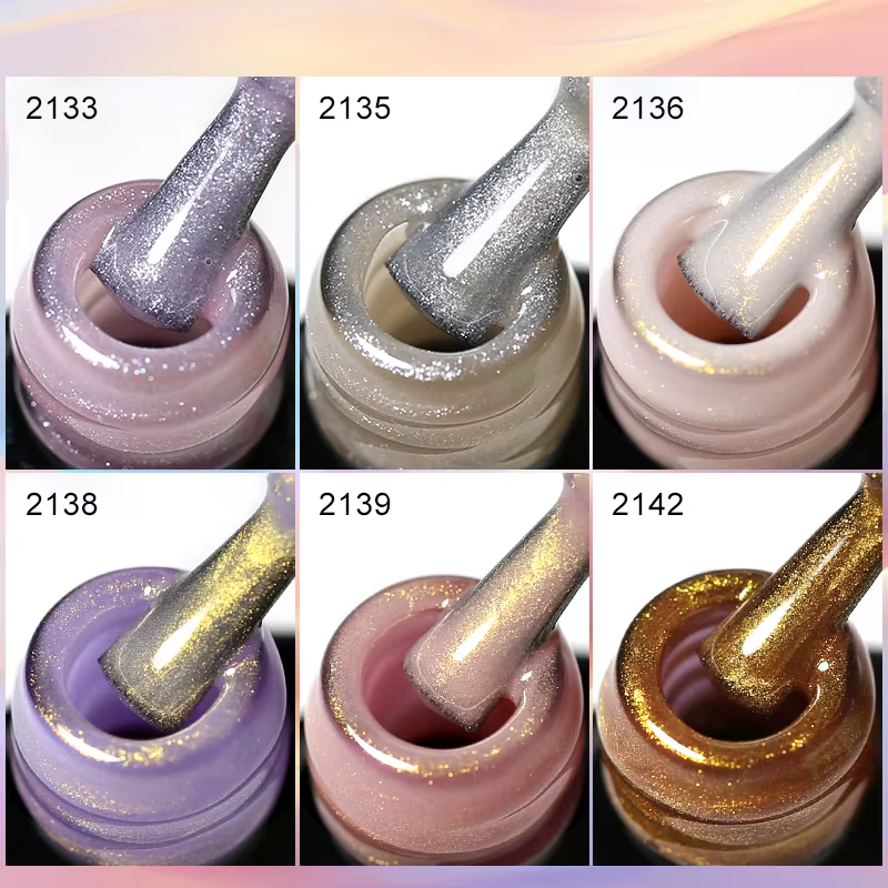 NAILCO 10 Couleurs 10ml Vernis à Ongles Gel Effet Coquille Brillante Paillettes Scintillantes Perle Gel