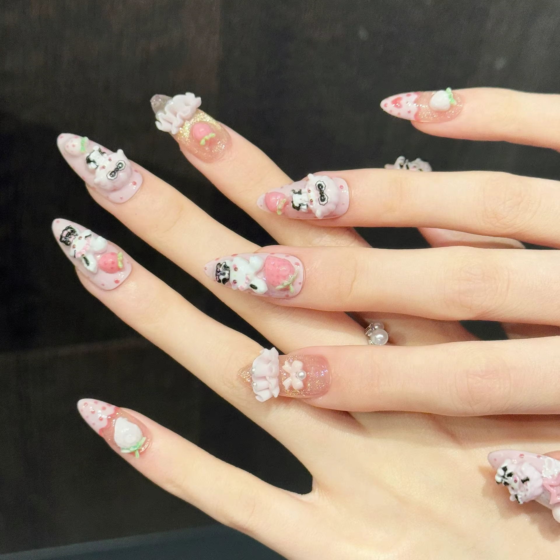 Faux ongles à pression en forme d'ours 3D
