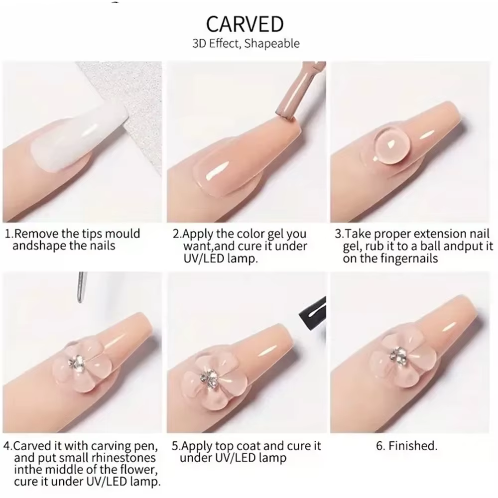 Gel de modelage 3D transparent pour nail art