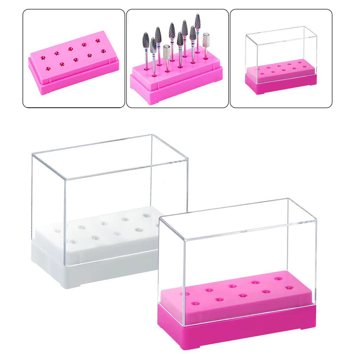 Boîte de rangement pour embouts de perceuse à ongles 7/10/100 trous