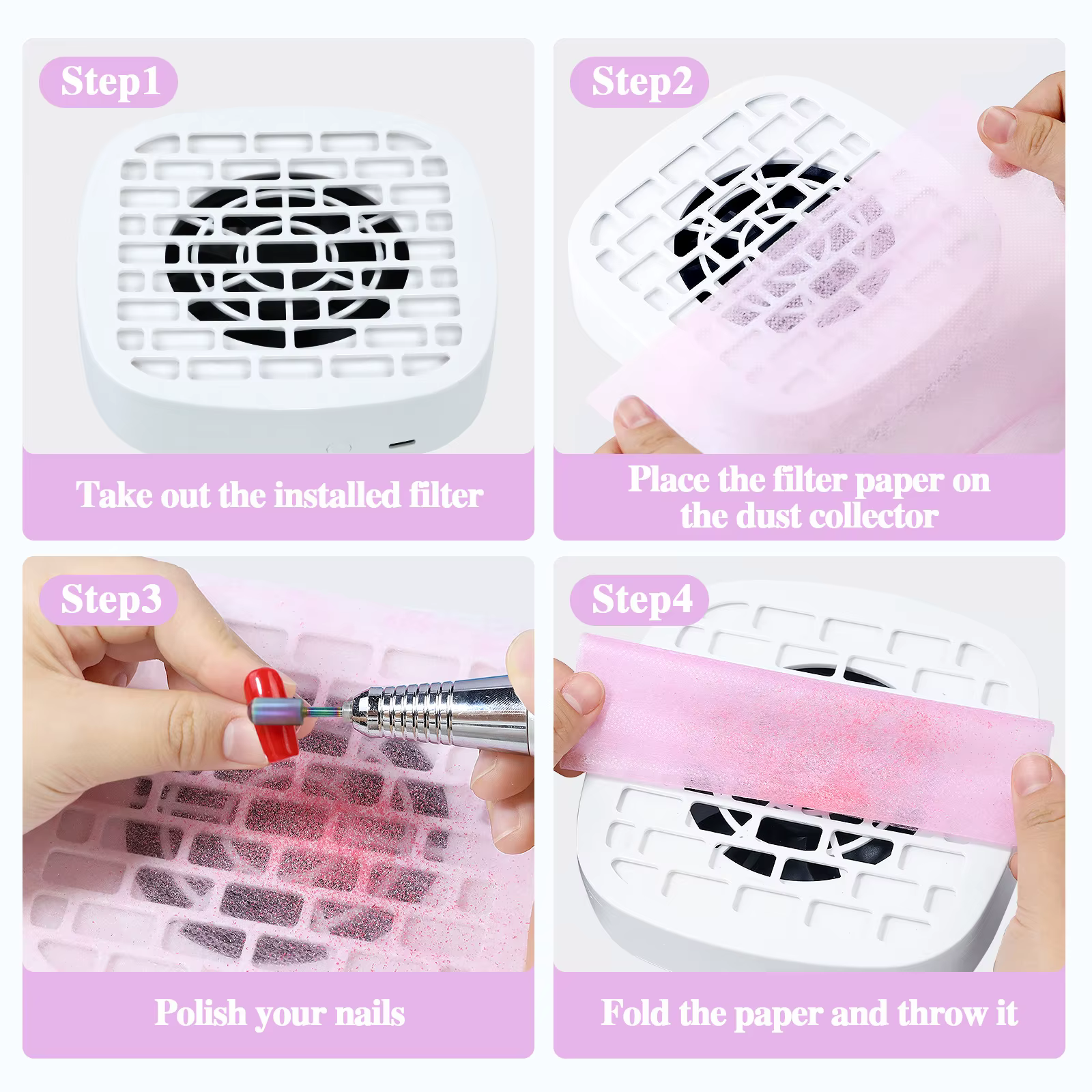 100 pièces Nail Art collecteur de poussière filtre papier ongles collecteur de poussière filtre filtres à poussière jetables pour la plupart des ongles poussière aspirateur Machine