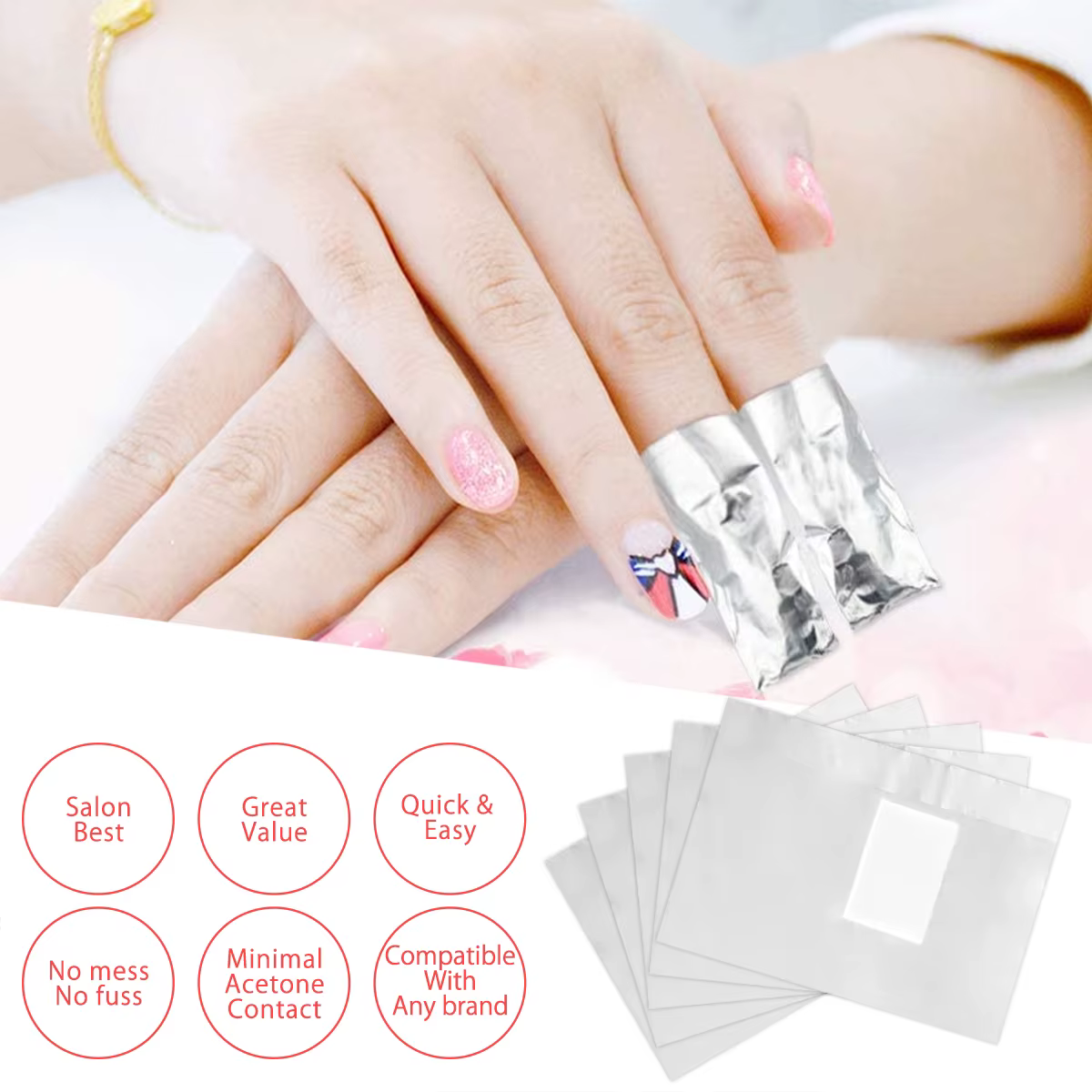500PC ongles serviette étain retrait feuille aluminium