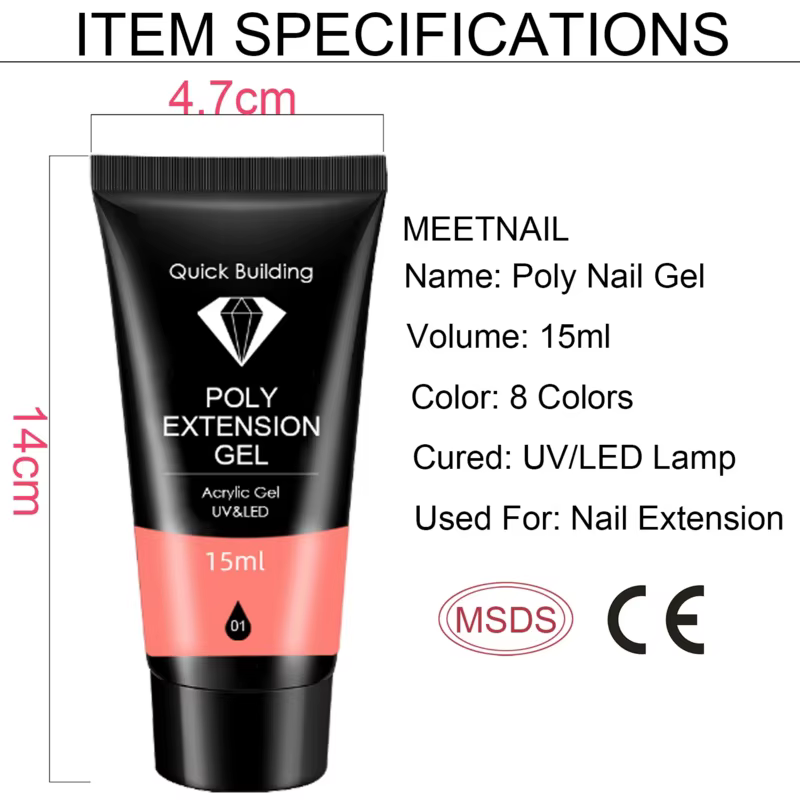 Gel Poly pour Ongles Semi-Permanent UV