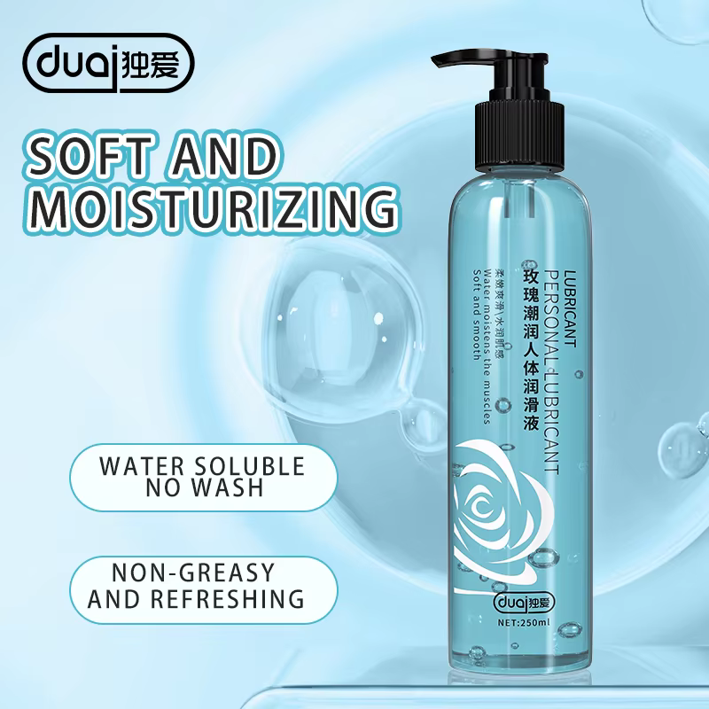 Lubrifiant personnel à base d'eau DUAI 250 ml, gel intime à la rose longue durée, lubrifiant vaginal et anal hydratant pour hommes, femmes et couples