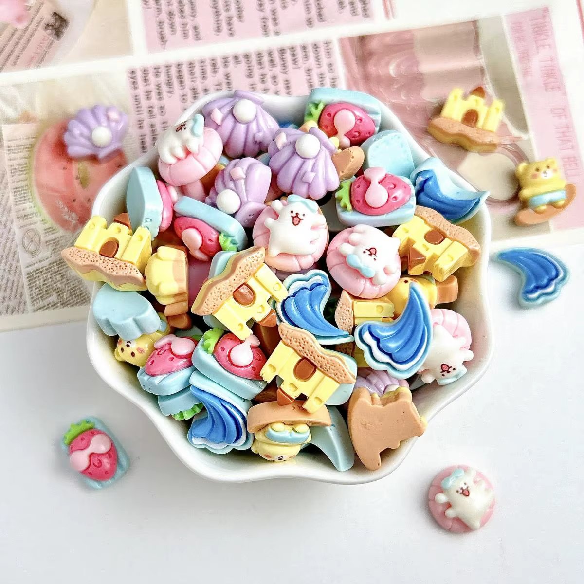 Breloques d'art d'ongle de dessin animé mignon
